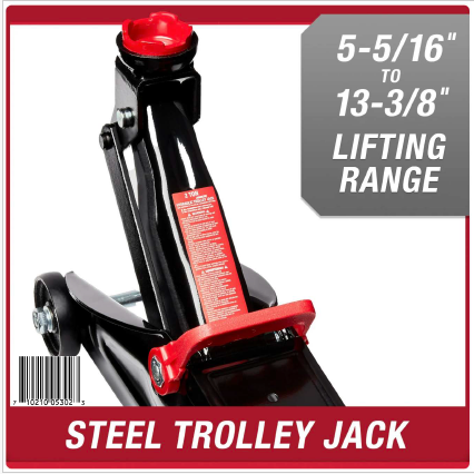 Hyper Tough Trolley Jack, Work for Sedan and Coupe, 2 Ton Black
