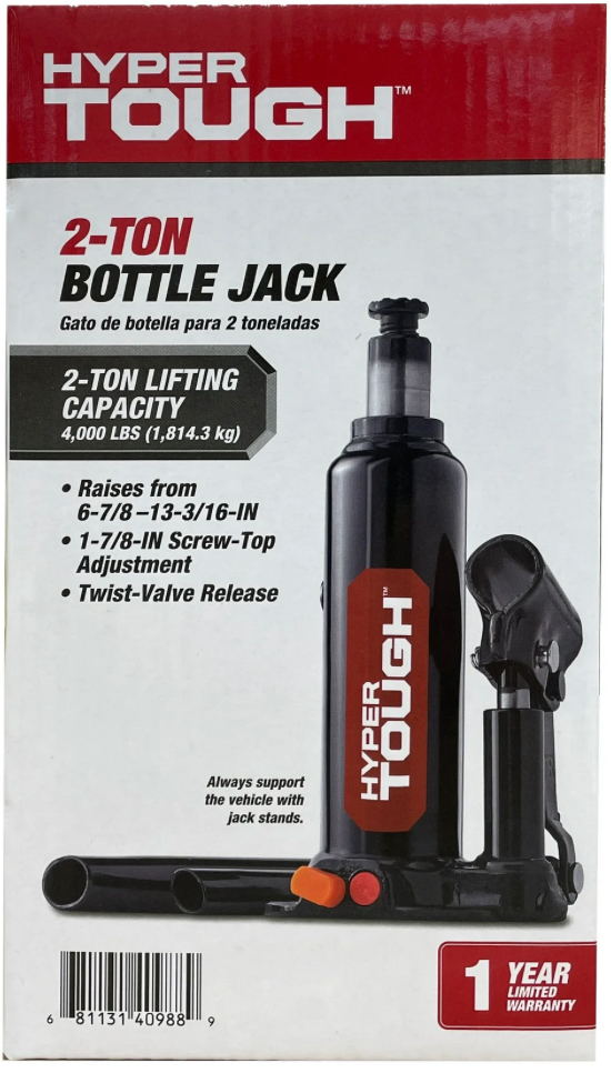 Hyper Tough Bottle Jack, 2 Ton Black