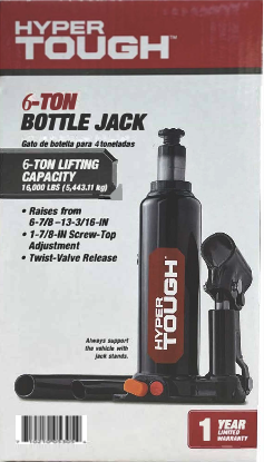 Hyper Tough Bottle Jack, 6 Ton Black