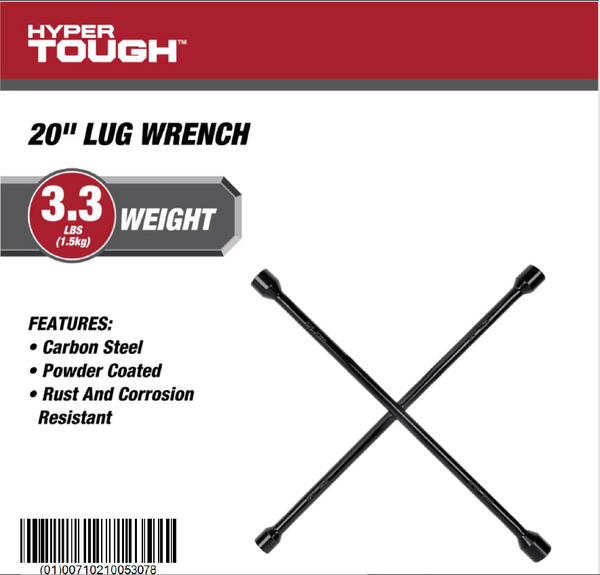 Hyper Tough Heavy Duty Lug Wrench, Carbon Steel, Tire Iron 20-inch, Black