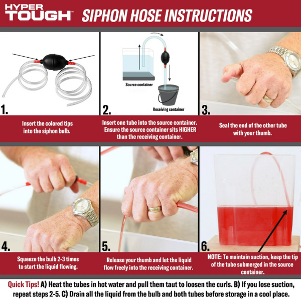 Hyper Tough Manual Siphon Pump Universal, 6 ft. Hose