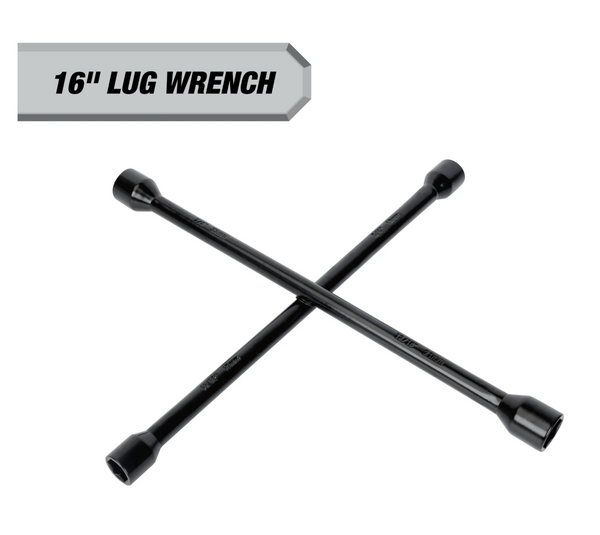 Hyper Tough Heavy Duty Lug Wrench, Carbon Steel, Tire Iron 16-inch, Black