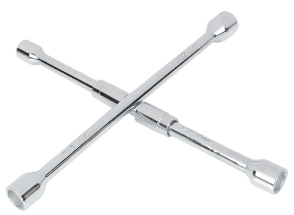 Hyper Tough Heavy Duty Folding Lug Wrench, Carbon Steel, 14-inch Tire Iron, Chrome