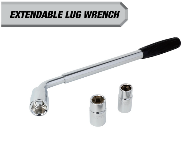 Hyper Tough Heavy Duty Extendable Lug Wrench, 15 to 22-inch Tire Iron, Chrome