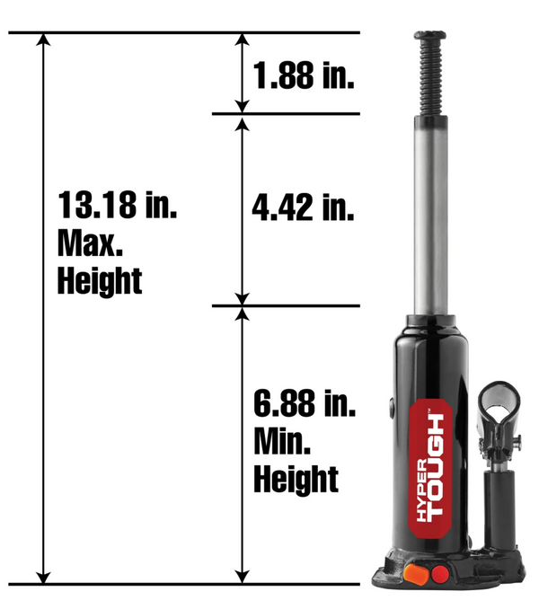 Hyper Tough Bottle Jack, 2 Ton Black